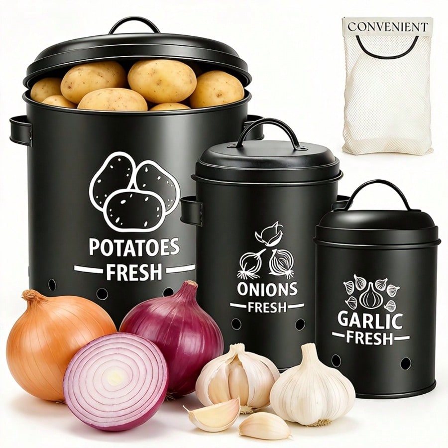 Kitchen Gadgets Storage - Set Wadah Penyimpanan Kentang, Bawang, dan