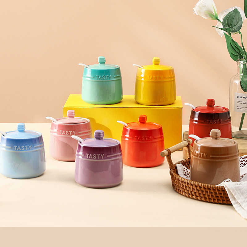 Korean Kitchen Gadgets - Es Krim keramik warna pelangi, toples