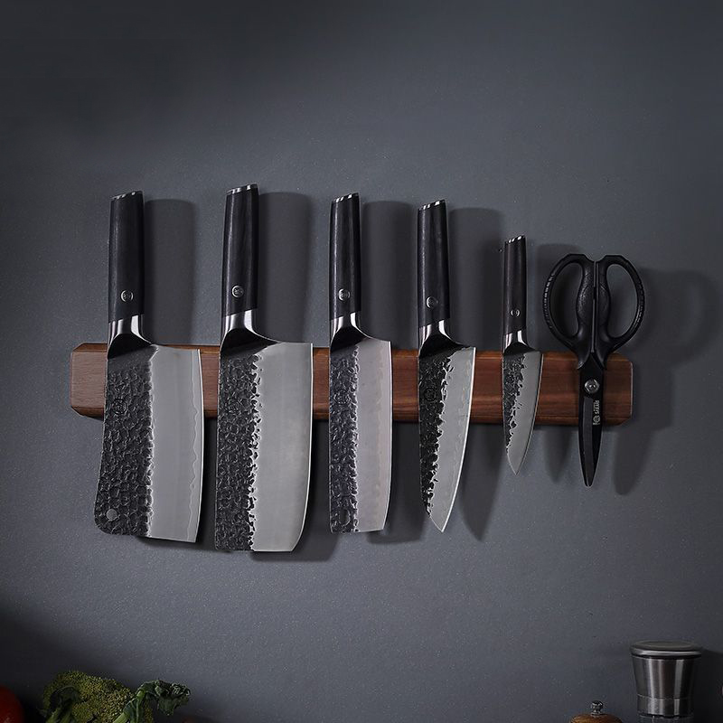 Magnetic Knife Strip - Tempat Pisau Magnetik Kayu Akasia Tebal