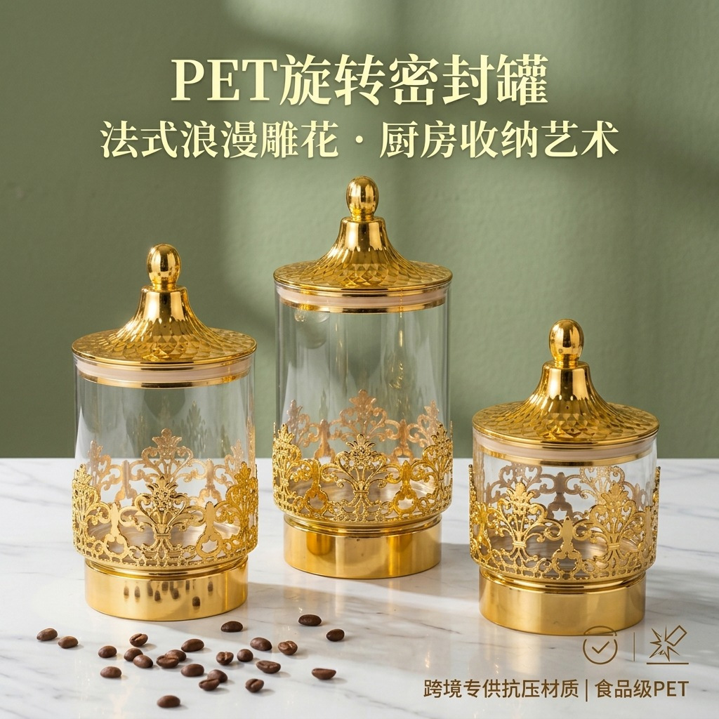 Kaleng Putar Berlapis Emas Tra - Kitchen Gadgets Storage ulasan dan harga